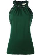 Michael Michael Kors Crystal Embellished Sleeveless Blouse, Women's, Size: Small, Green, Acrylic/polyester/glass