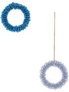 Jacquemus Hanging Beaded Disc Earrings - Blue