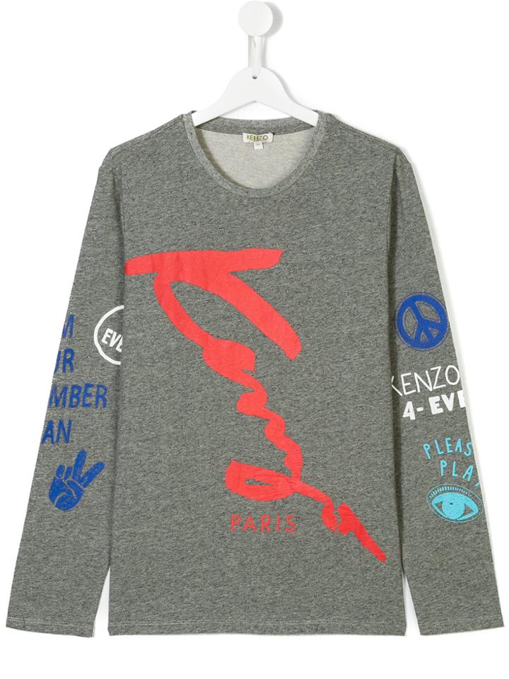 Kenzo Kids Printed Logo T-shirt - Grey