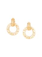 Chanel Vintage Logo Cut-out Hoop Earrings - Gold