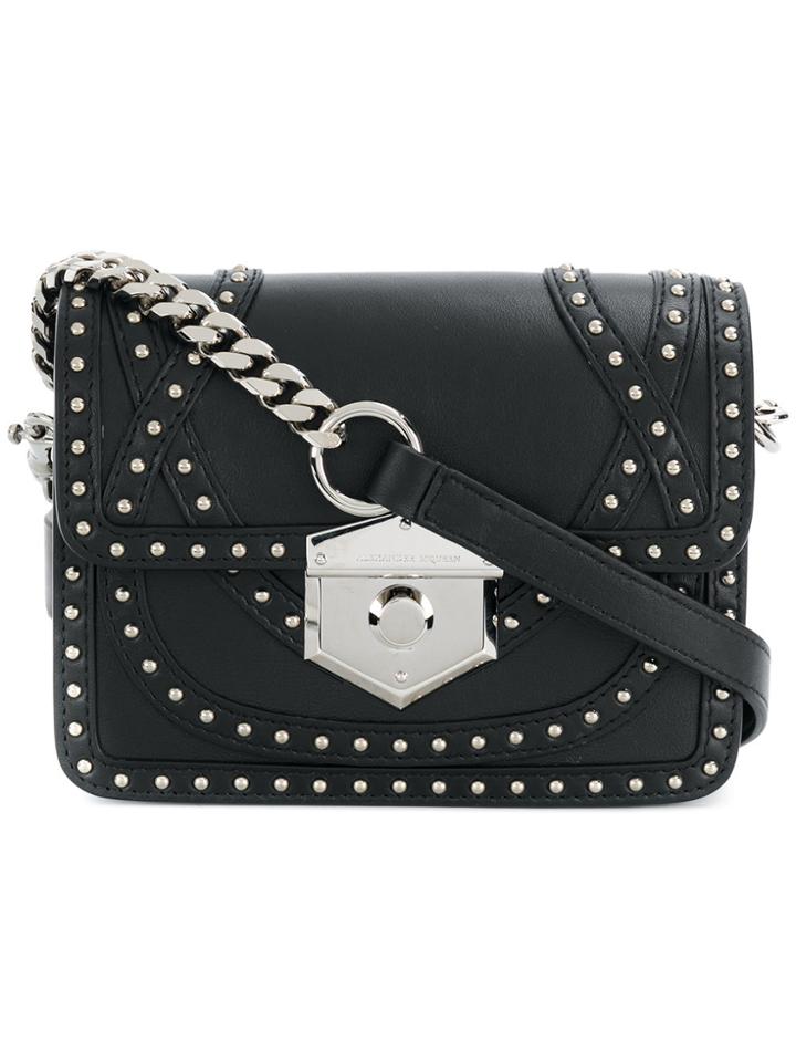 Alexander Mcqueen Foldover Studded Shoulder Bag - Black