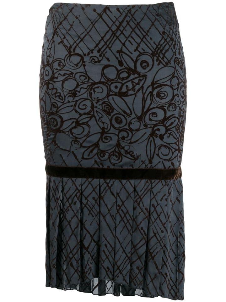 Romeo Gigli Pre-owned 1997 Pleated Hem Fitted Skirt - Blue