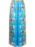 Aula Floral Palazzo Trousers - Blue