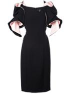 Badgley Mischka Deconstructed Sleeve Fitted Dress - Black