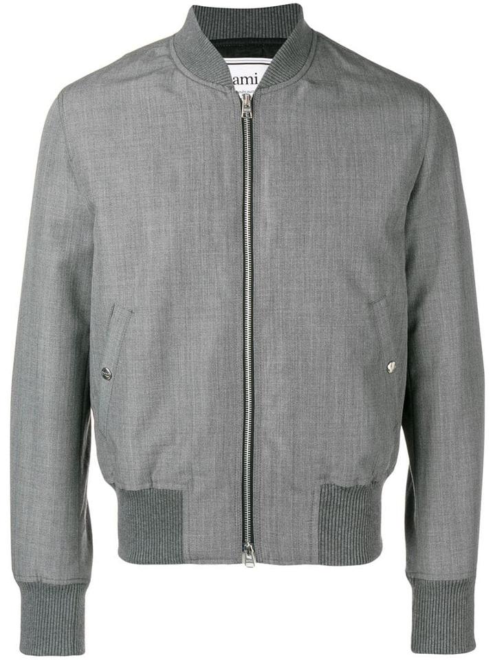 Ami Paris Zipped Bomber Jacket - Grey