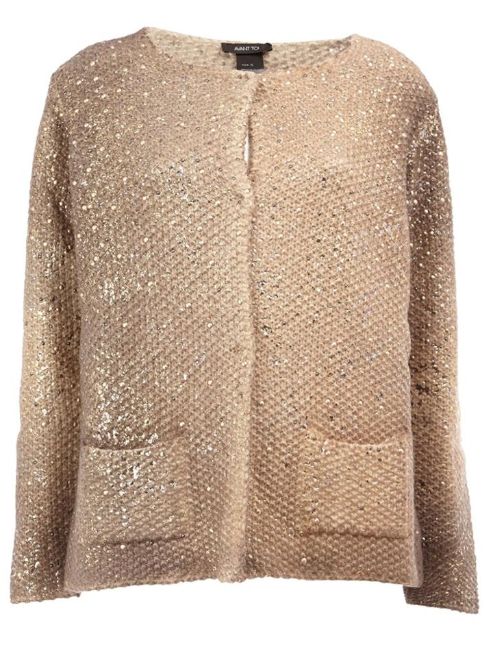Avant Toi Metallic Effect Cardigan - Nude & Neutrals
