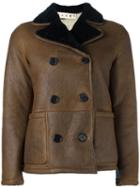 Marni Double Breasted Shearling Jacket, Women's, Size: 40, Brown, Sheep Skin/shearling