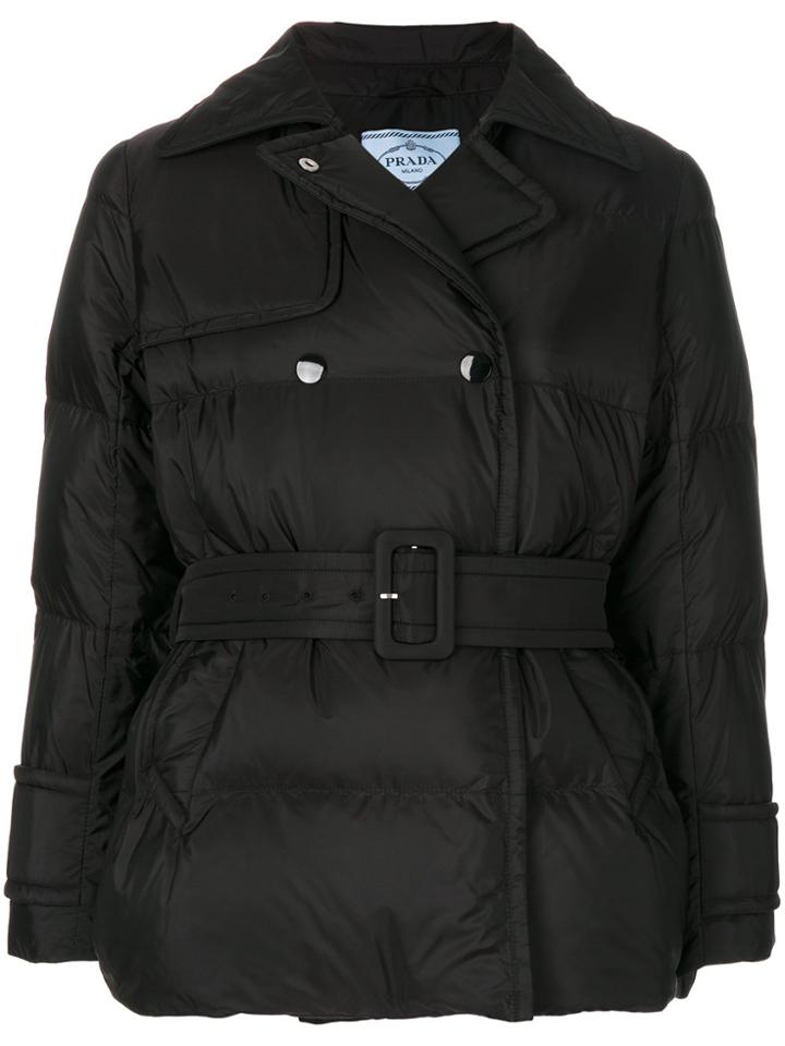 Prada Belted Down Jacket - Black