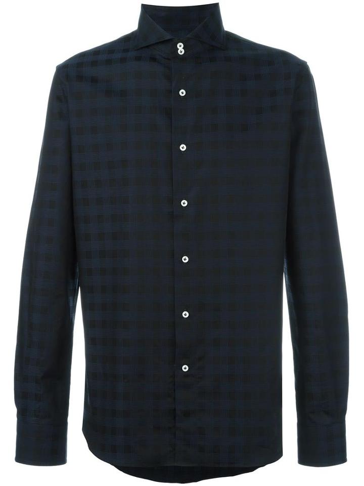 Gabriele Pasini Slim-fit Checked Shirt, Men's, Size: 39, Black, Cotton