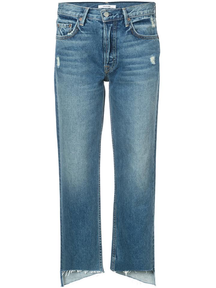 Grlfrnd Cropped Raw Hem Jeans - Blue