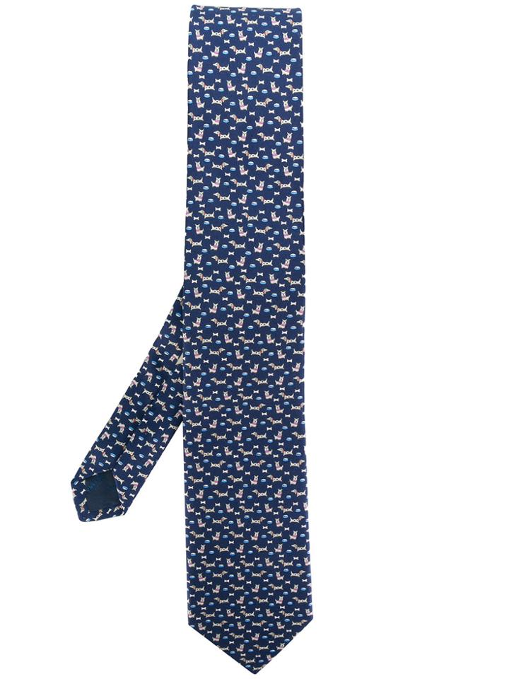 Salvatore Ferragamo Dog Print Tie - Blue