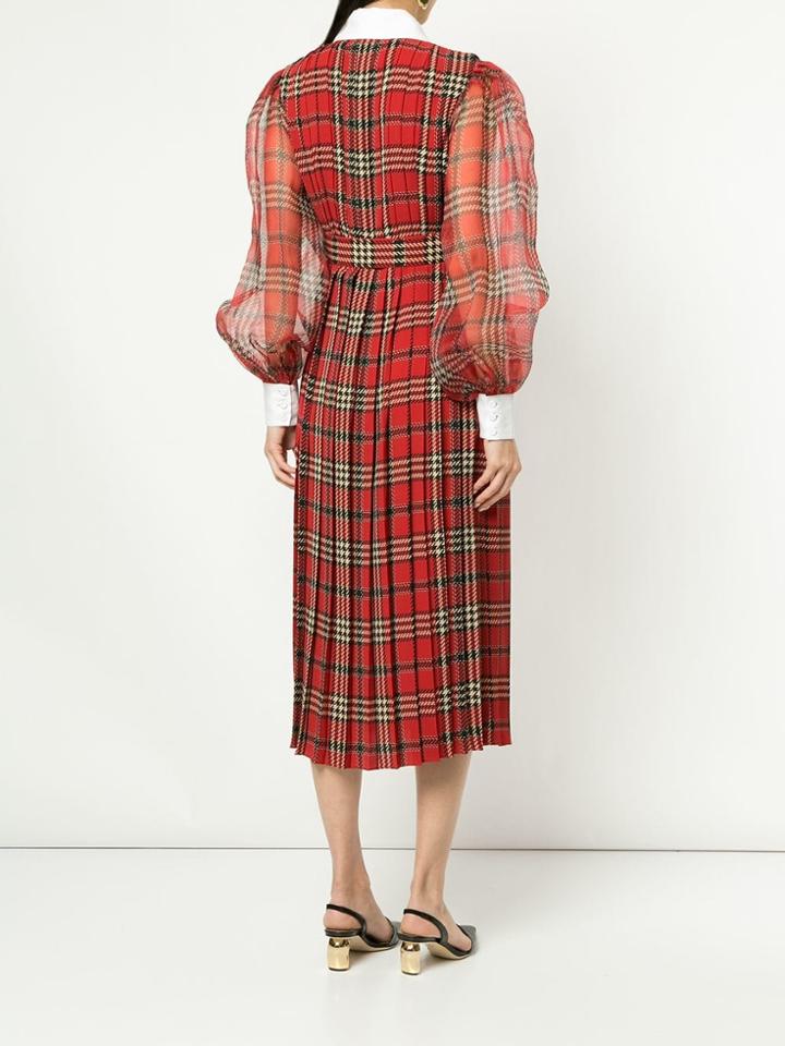 Emilia Wickstead Pleated Tartan Dress - Red