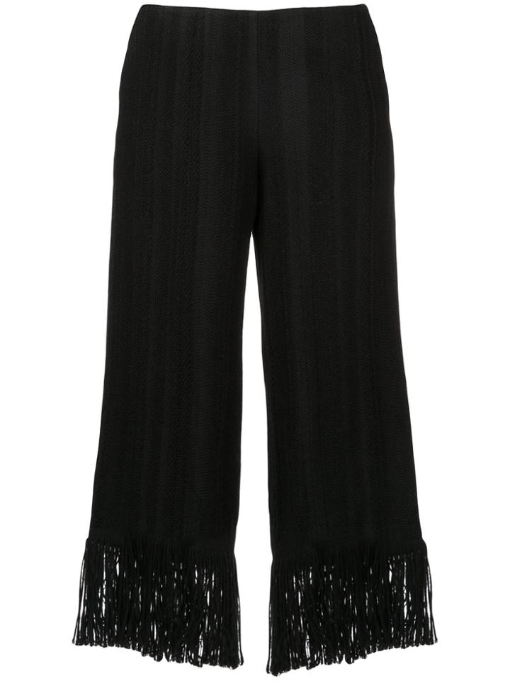 Goen.j Fringed Trim Cropped Trousers - Black