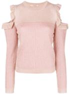 Twin-set Ribbed Cut-out Top - Pink