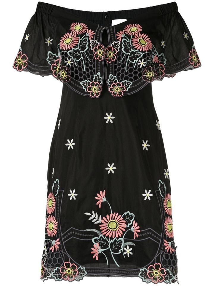 Alice Mccall Honeycomb Daisy Off Shoulder Mini Dress - Black