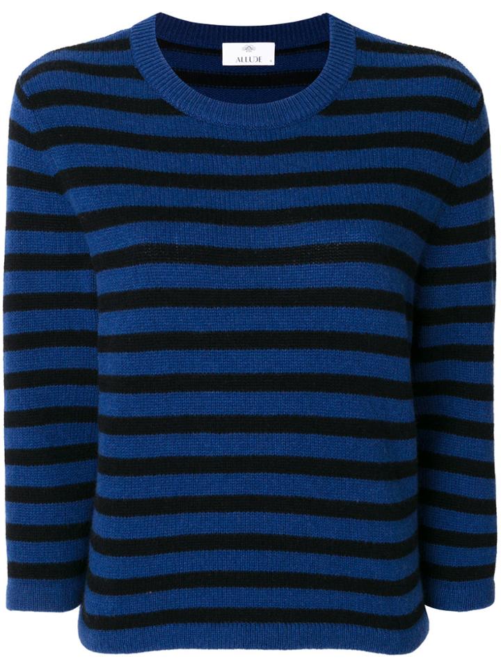 Allude Striped Crew Neck Jumper - Blue