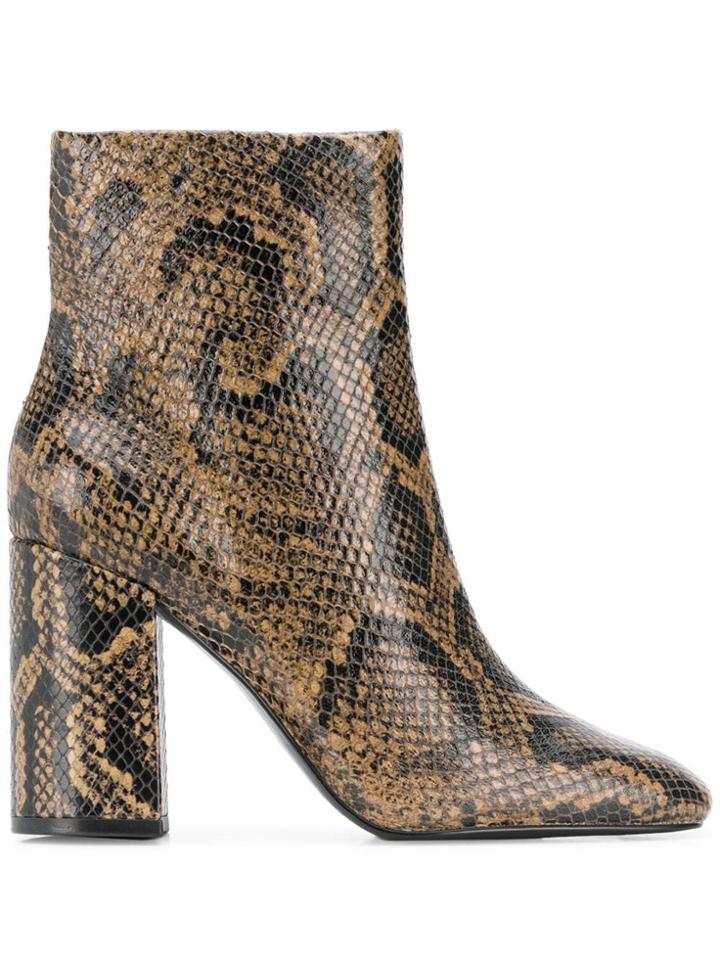 Ash Snake Print Ankle Boots - Brown