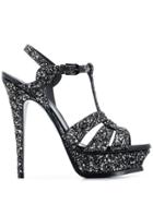 Saint Laurent Glittery Platform Sandals - Black