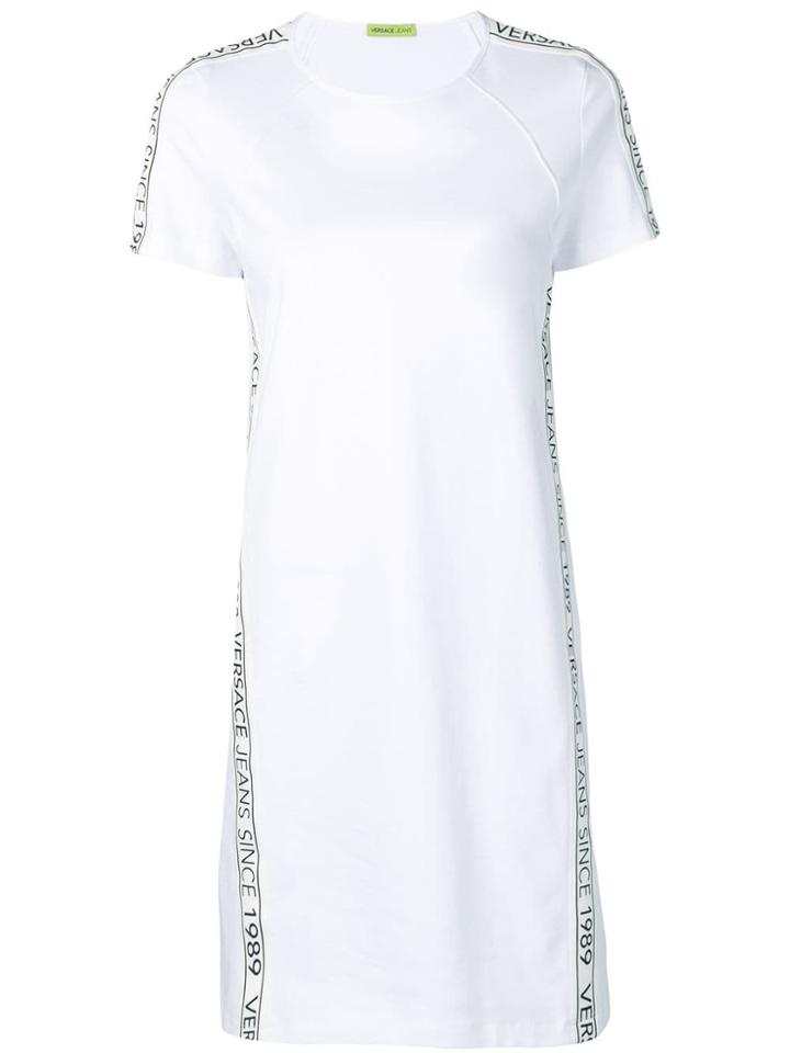 Versace Jeans Logo Panel Mini Dress - White
