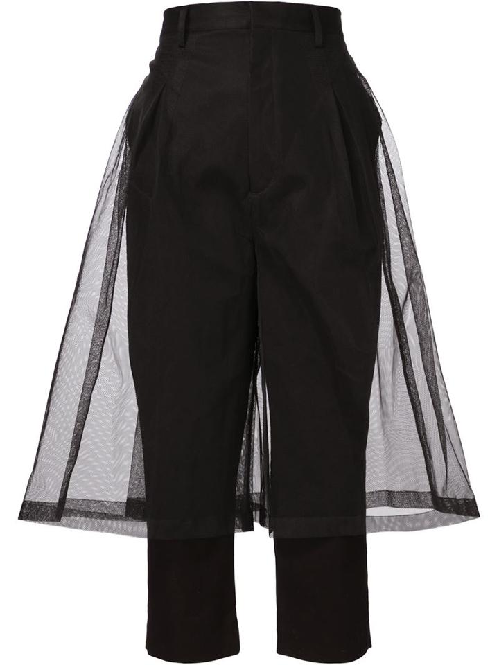Comme Des Garçons Noir Kei Ninomiya Tulle Overlay Cropped Trousers