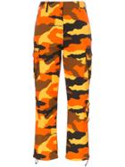Off-white Camo Print Straight Leg Cropped Trousers - Orange