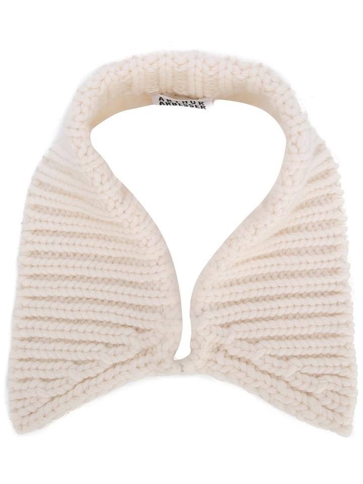 Arthur Arbesser Cable Knit Collar, Women's, White, Virgin Wool
