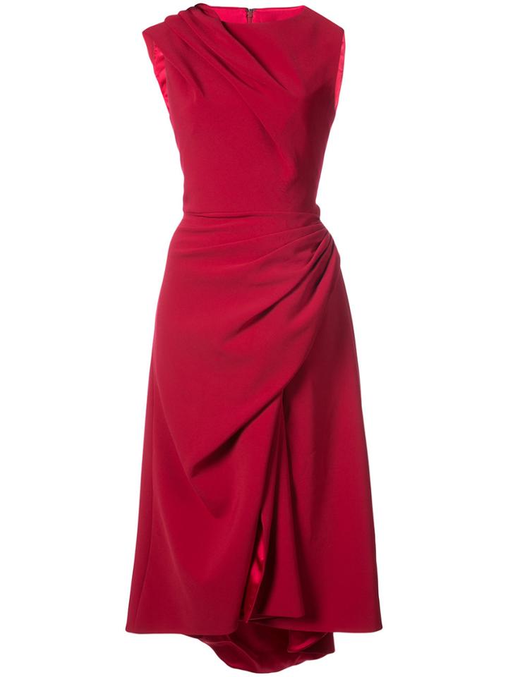 Christian Siriano Asymmetric Gather Detail Dress - Red