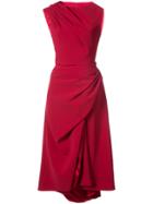 Christian Siriano Asymmetric Gather Detail Dress - Red