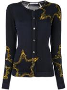 Versace Collection Star Print Cardigan, Women's, Size: 42, Blue, Silk/spandex/elastane