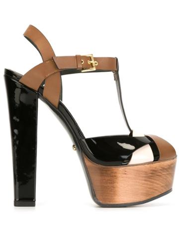 Marco Proietti Design Platform Sandals, Women's, Size: 39.5, Brown, Patent Leather/leather