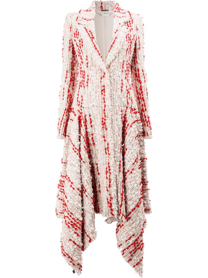 Alexander Mcqueen Tweed Cocoon Asymmetric Hem Coat - Multicolour