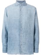 Lardini Striped Denim Shirt - Blue
