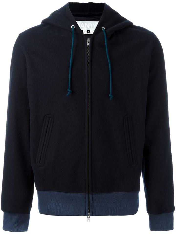 Ganryu Comme Des Garcons Hooded Lightweight Jacket, Men's, Size: Small, Blue, Cotton/polyurethane/cupro/wool