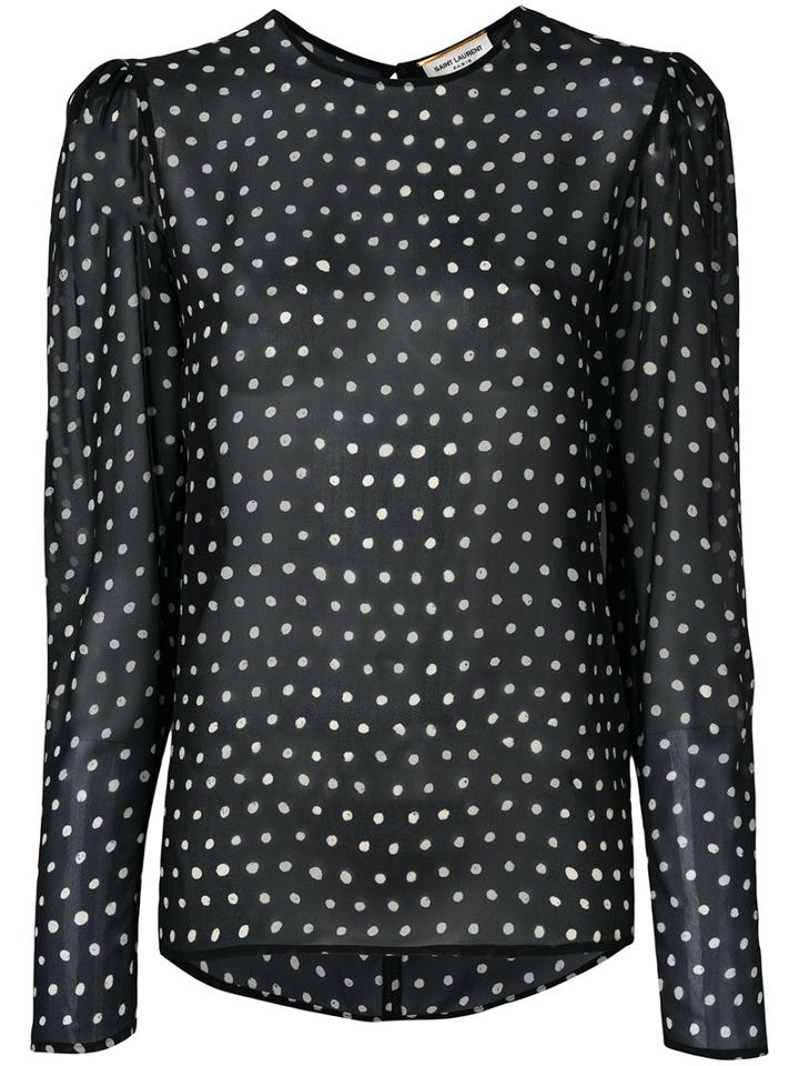 Saint Laurent - Polka Dot Blouse - Women - Silk - 40, Black, Silk