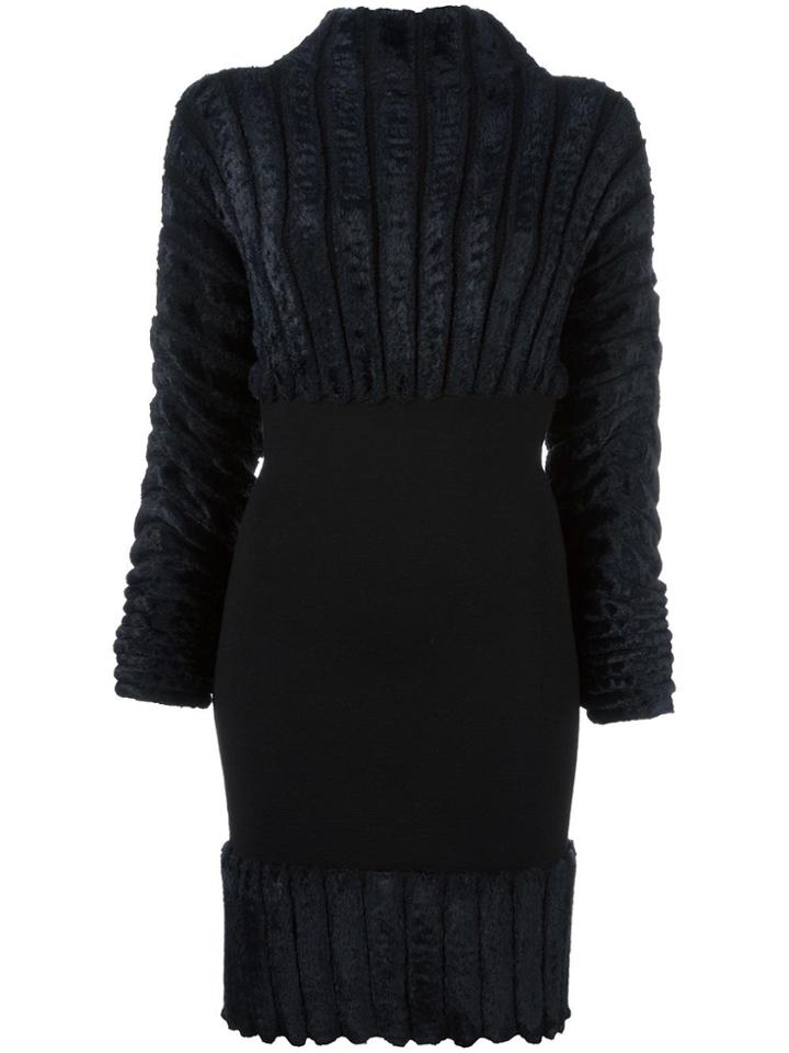 Alaïa Vintage Ribbed Fitted Dress - Black