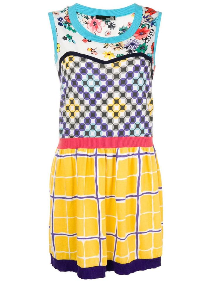 Moschino Vintage Geometric Print Short Dress - Pink & Purple