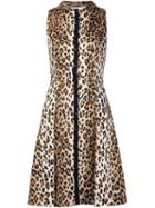 Carolina Herrera Leopard Print Flared Dress, Women's, Size: 12, Nude/neutrals, Cotton