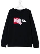 Diesel Kids Teen Logo Print Sweatshirt - Blue