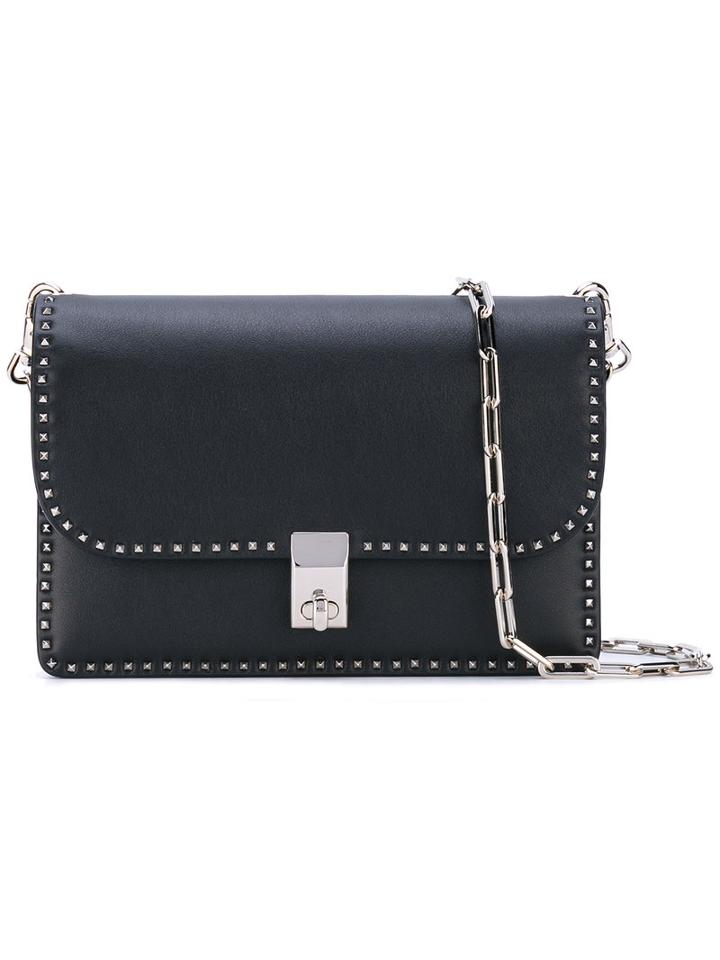 Valentino - Valentino Garavani Stud Stitching Shoulder Bag - Women - Leather - One Size, Black, Leather