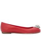 Alexander Mcqueen Skull Detail Ballerina Flats - Red