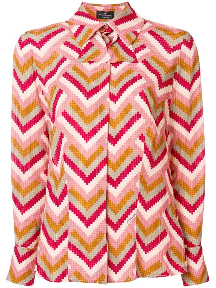 Elisabetta Franchi Zig Zag Printed Blouse - Pink & Purple