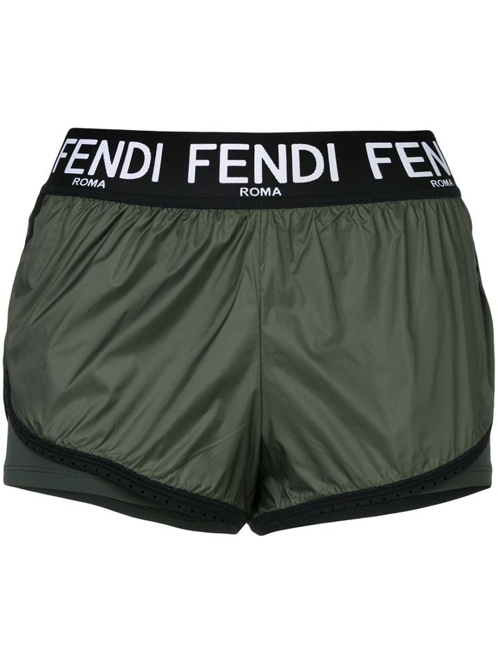 Fendi - Ff Logo Shorts - Women - Polyamide/spandex/elastane - 42, Green