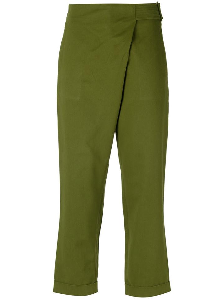 Egrey - Cropped Trousers - Women - Cotton - 36, Green, Cotton