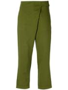 Egrey - Cropped Trousers - Women - Cotton - 36, Green, Cotton