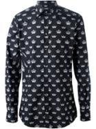 Dolce & Gabbana Crown Print Shirt, Men's, Size: 42, Black, Cotton