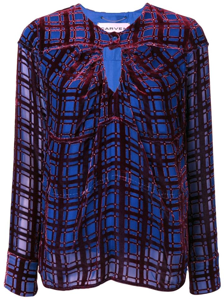 Carven Grid Layer Blouse - Red
