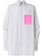 Odeur Oversized Contrast Pocket Shirt - Grey