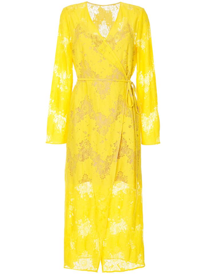 Goen.j Lace Maxi Wrap Dress - Yellow & Orange