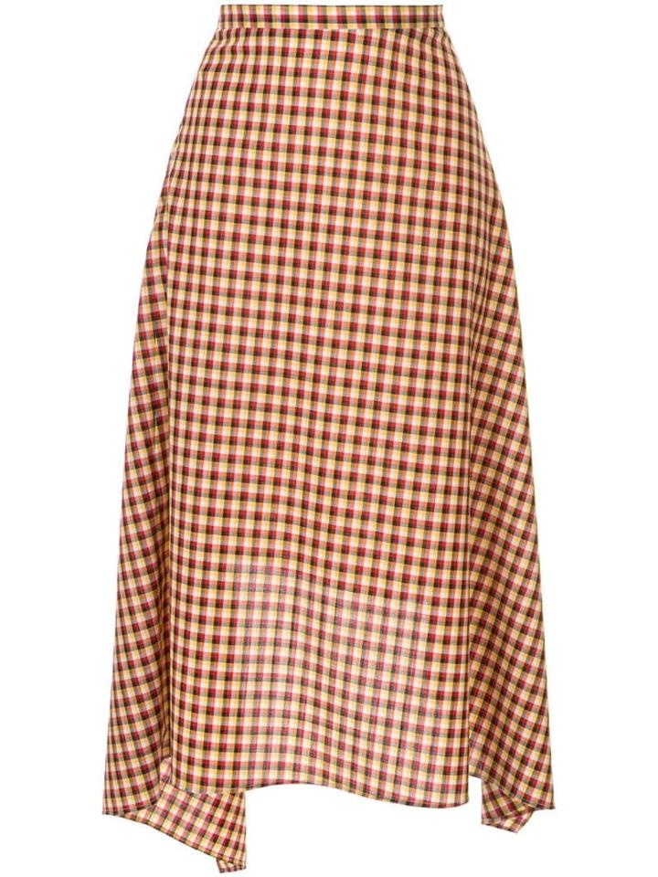 Ports 1961 Check Asymmetric Midi Skirt - Red