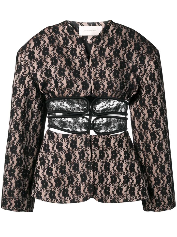 Christopher Kane Lace Bonded Satin Jacket - Black